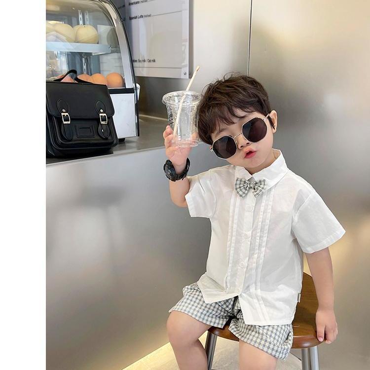 Bộ Áo Sơ Mi Tay Ngắn + Quần Short Thời Trang Mùa Hè Phong Cách Nhật Bản Dành Cho Bé Trai 2022