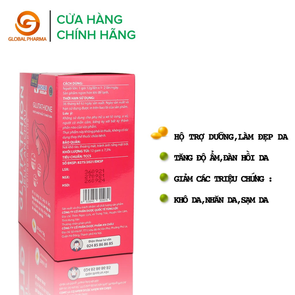 THẠCH COLLAGEN GLUTATHION JELLY AN CHÂU - Hỗ trợ dưỡng da, tăng độ ẩm, tăng đàn hồi cho da, làm đẹp da - Hộp 20 túi