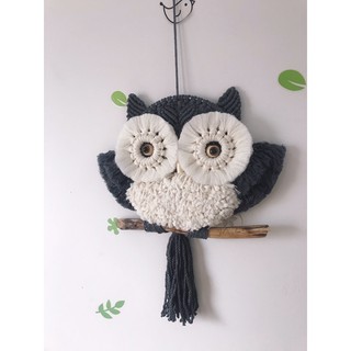 Cú Mèo Macrame Trắng Xám 🦉✨