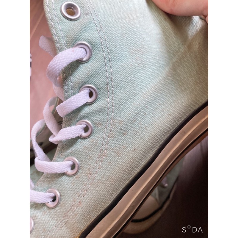 Pass lại giày converse xanh mint cổ cao