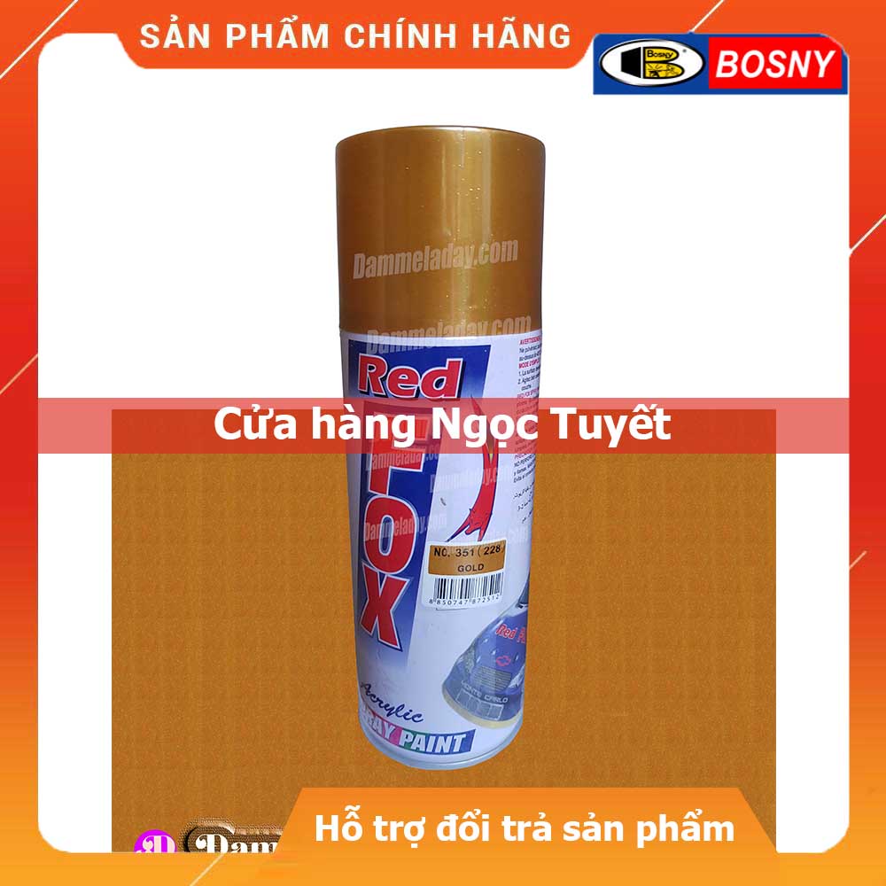 sơn xịt vàng gold nhũ kim tuyến( 228) redfox, sơn ô tô, xe máy dung tích 400ml - nhập khẩu Thái Lan