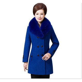 Áo khoác dạ cổ lông trần bông