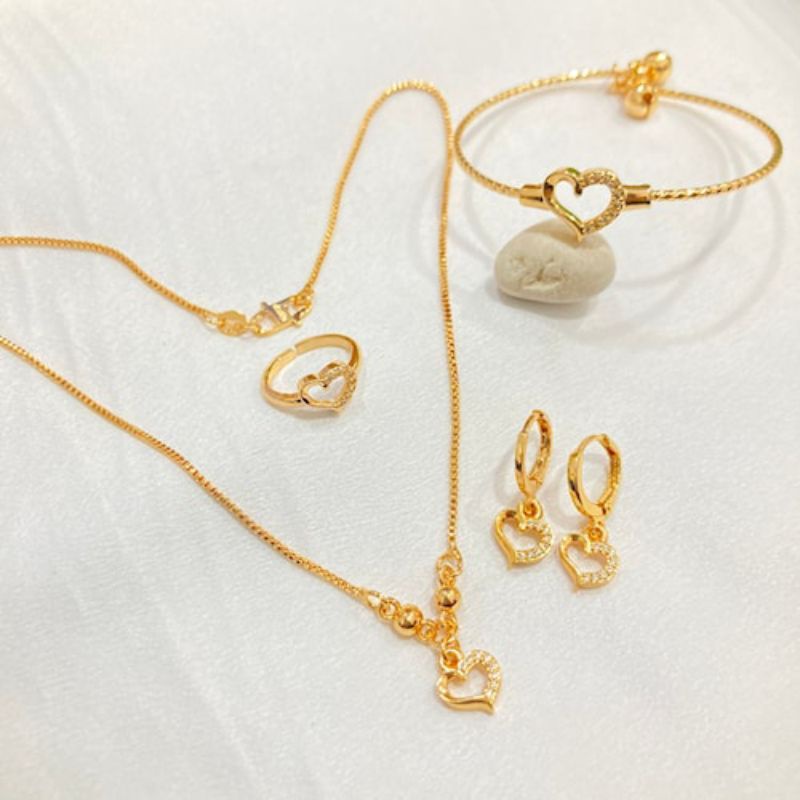✅Bộ Trang Sức Mạ Vàng 18K Đính Đá Thời Trang Dành Cho Nữ