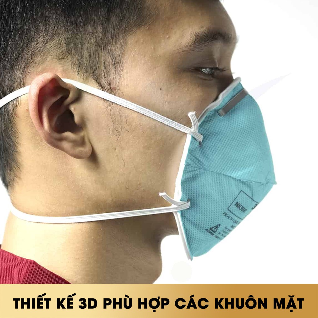 Khẩu trang 3M 1860 từ vải không dệt và bông lọc tĩnh điện lọc virut, vi khuẩn, nấm, vi sinh..MOSACO
