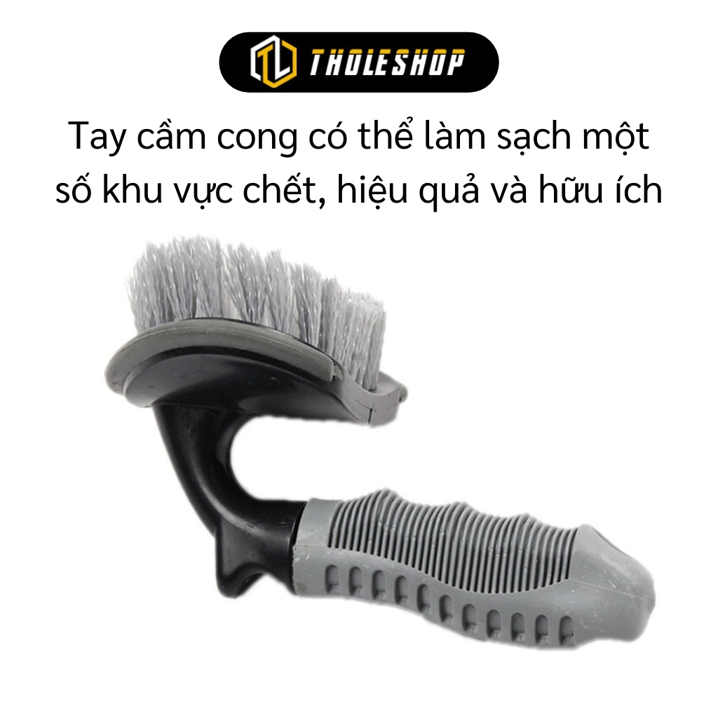 Chổi Rửa Xe - Cây Chổi Cọ Vành Xe, Lốp Ô Tô Chuyên Dụng Tay Cầm Cong 8681