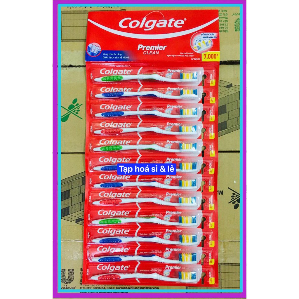 Combo 12 cây bàn chải đánh răng Colgate Premier Clean giá bao bì 7k