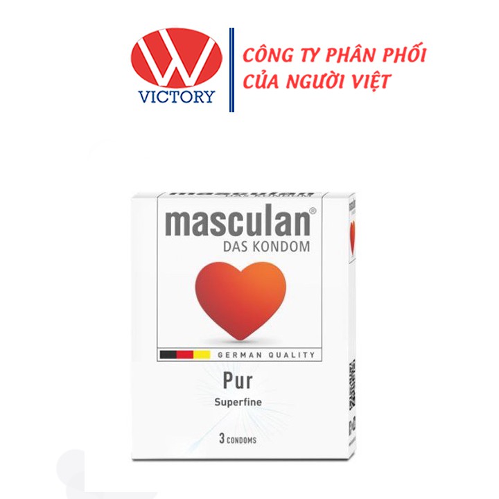 Hộp 3 cái Bao Cao Su Masculan Pur Superfine (Masculan Trắng) - Siêu mỏng - Victory Pharmacy