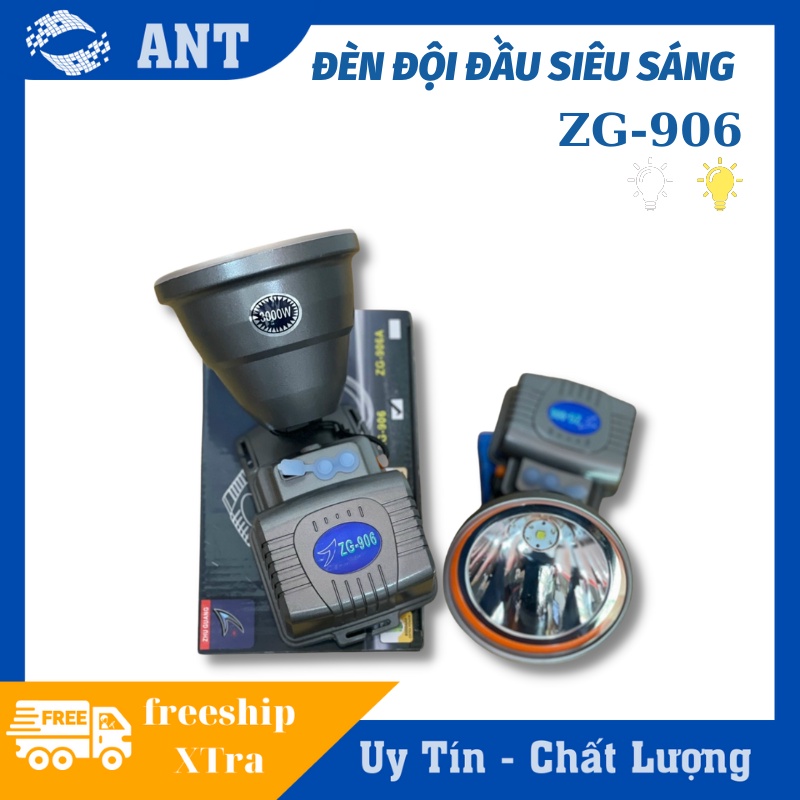 ĐÈN PIN ĐỘI ĐẦU SIÊU SÁNG 3000W 6 PIN SIÊU KHỦNG ZG-906 - TRẮNG