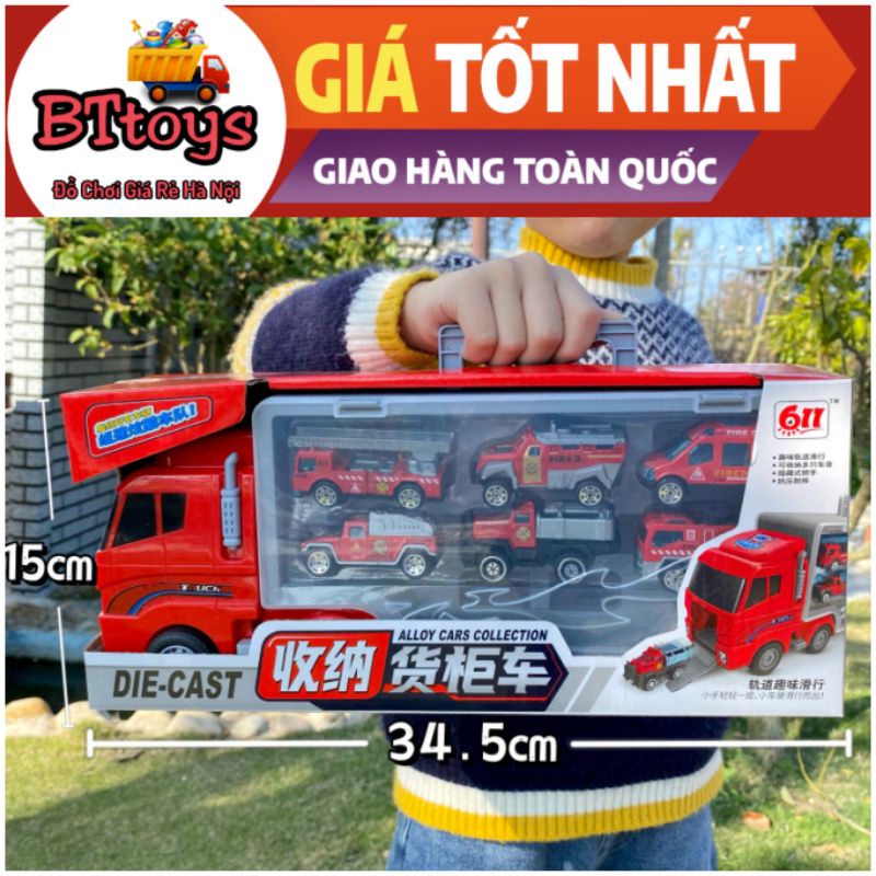 Xe ô tô đồ chơi, Hộp đồ chơi xe container vận chuyển xe ô tô 6 chiếc