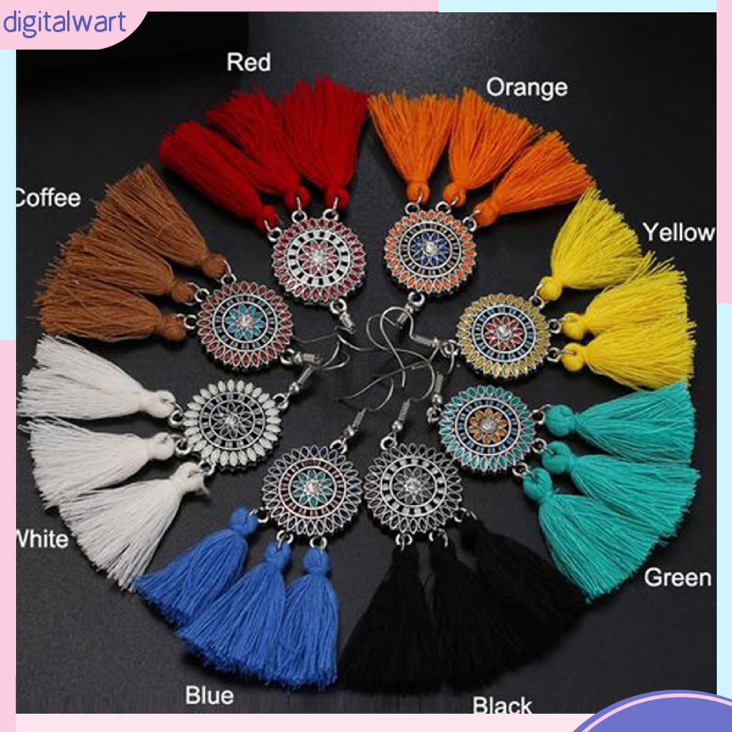 Đôi khuyên tai hợp kim hình hoa hướng dương phối tua rua thời trang cho nữ