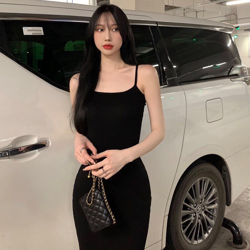 Váy body 2 dây dáng dài đuôi cá phong cách âu mỹ màu be , đen hàng Quảng Châu loại 1 yame clothing