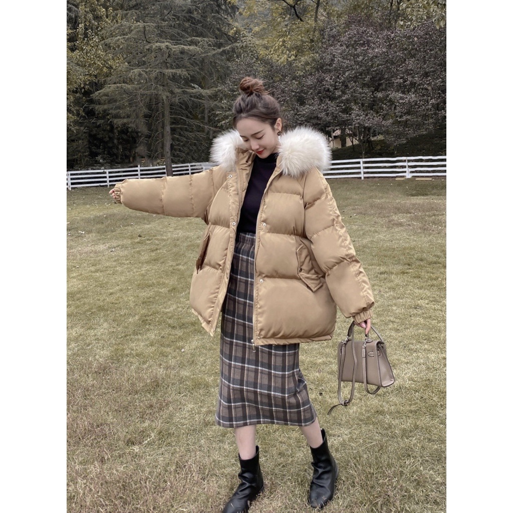 Áo phao nữ mũ lông