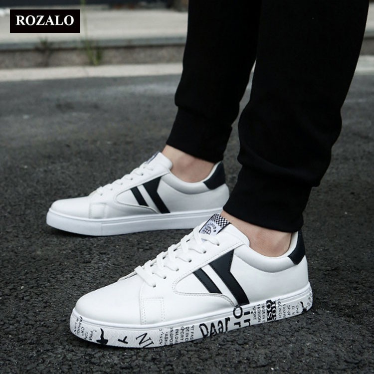 Giày sneaker nam thời trang thể thao da trắng Rozalo RM5088