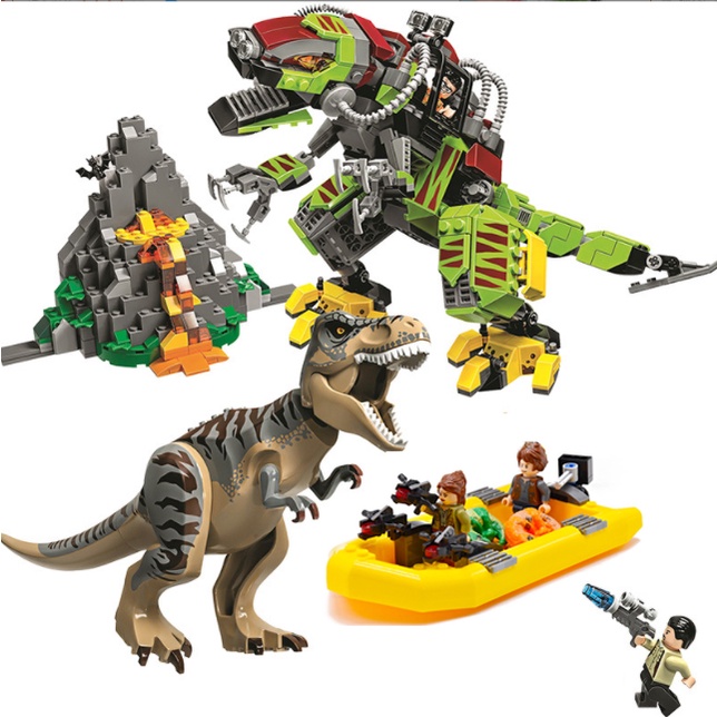 Bộ 526 mô hình đồ chơi lego khủng long Tyrannosaurus T. Rex Vs Dino-Mech Battle Transport 75938