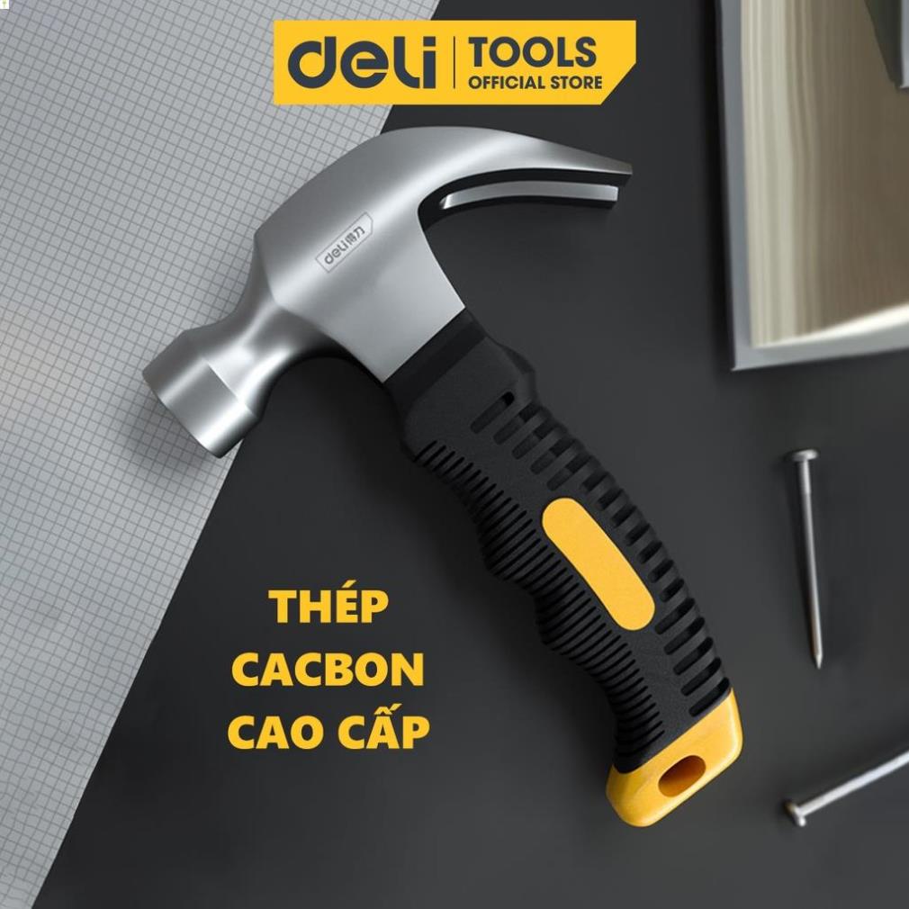 Búa Lùn Nguyên Khối Deli Chính Hãng - Đóng Đinh, Nhổ Đinh Dễ Dàng, Tiện Dụng - Nhỏ Gọn, Tay Cầm Bọc Cao Su - DL441008 .