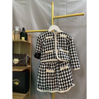 Set váy dạ kẻ QCCC cho bé gái (Ảnh thật)
