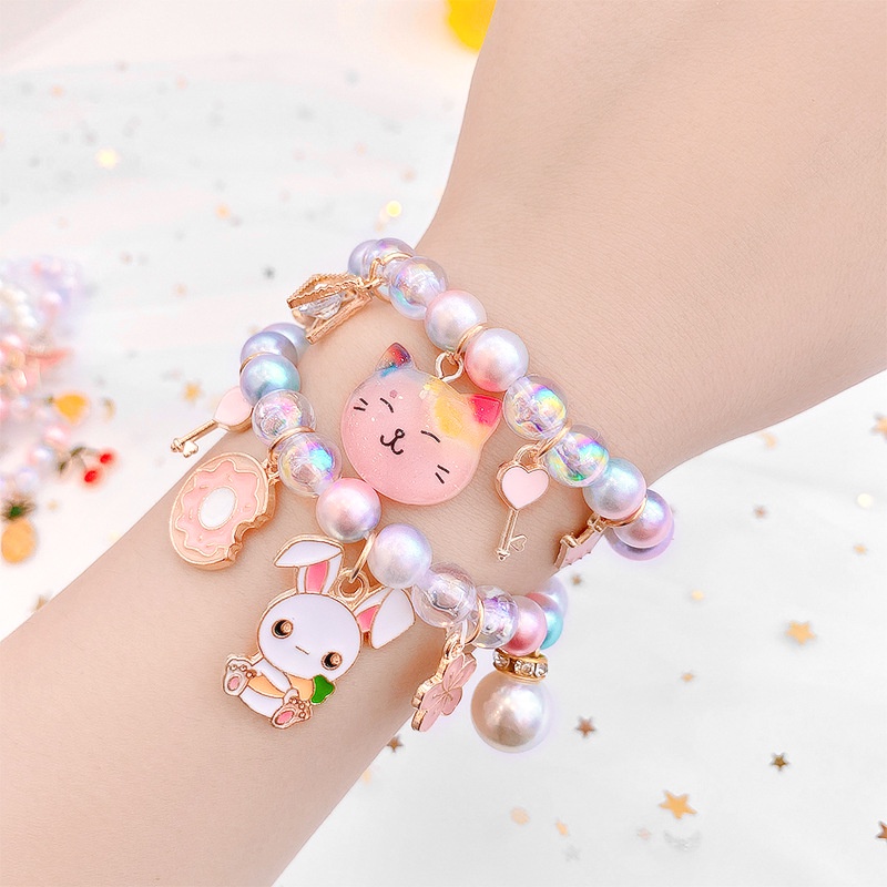 Vòng đeo tay chuỗi hạt họa tiết hoạt hình dễ thương dành cho bé gái