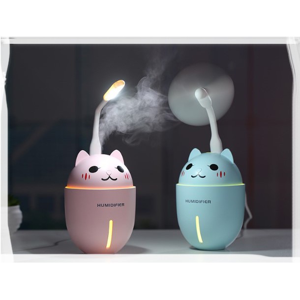 Máy phun sương HUMIDIFIER. Máy xông tinh dầu Kiz Mart. Tặng kèm đèn led usb và quạt mini usb.Công suất lớn