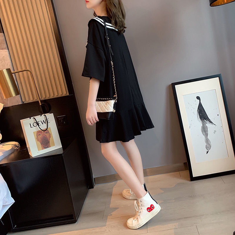 Đầm Thun Tay Ngắn Cổ Búp Bê Dáng Rộng Phong Cách Hàn Quốc Thời Trang Mùa Hè Mới Cho Nữ