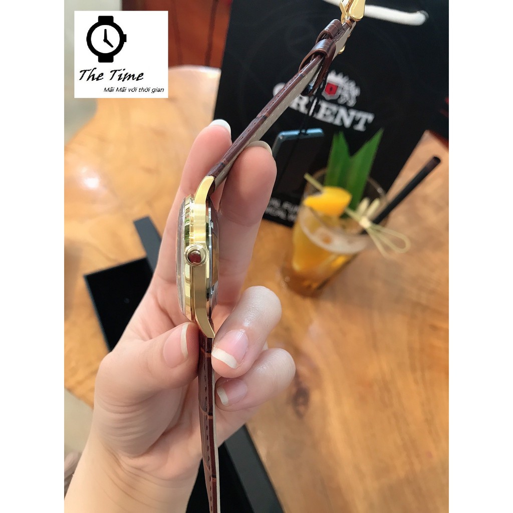 Đồng hồ nam Orient Bambino Gen 1 mặt trắng viền vàng hồng  case 40.5mm. 3atm