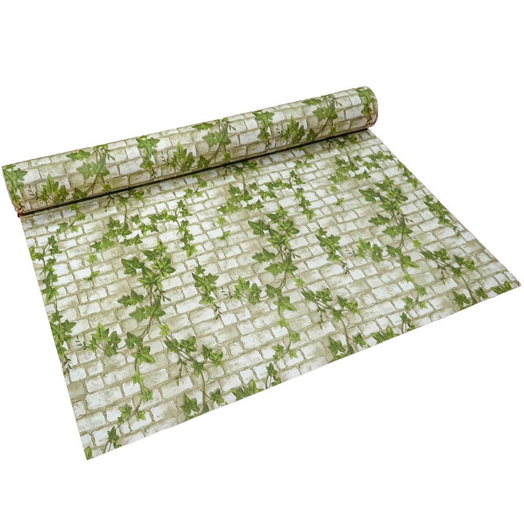 Giấy dán tường decal hoạ tiết dây leo xanh 3D có sẵn keo bóc dán mặt sau khổ 1,2m