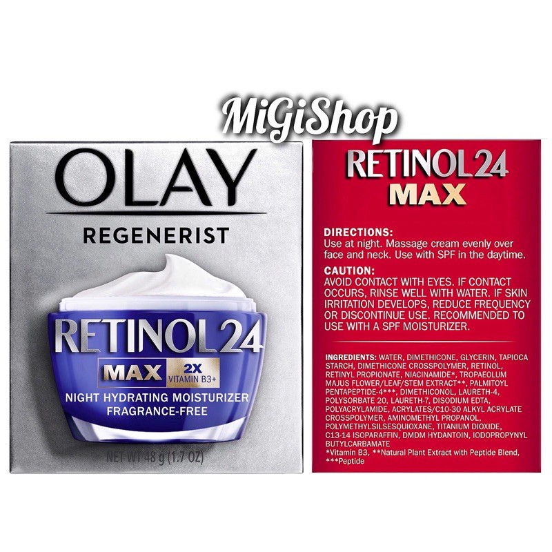 [Hàng Mỹ] Kem Dưỡng Da Ban Đêm Olay Retinol 24 Max Night Hydrating Moisturizer Fragrance Free 48g