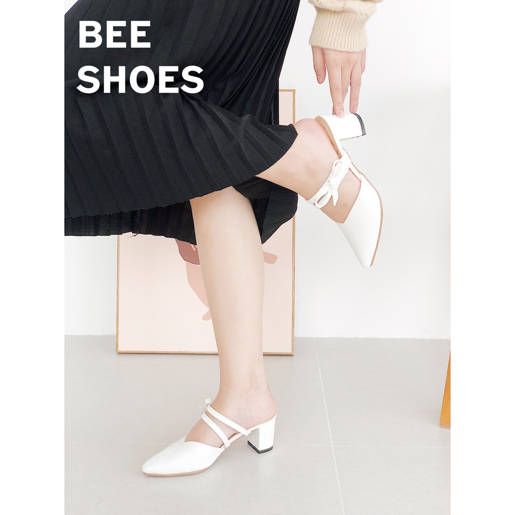 BEESHOES - GIÀY SỤC NỮ MŨI NHỌN CHẤT DA MỀM - SỤC NỮ ĐẾ MỀM CAO 3 PHÂN ĐIÊU SIÊU ÊM CHÂN SẴN MÀU ĐEN-BE-TRẮNG 201085