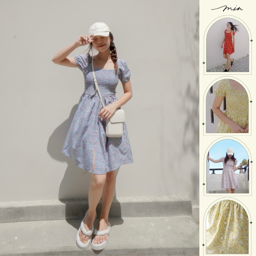 Đầm dún nút bọc 2 lớp Lụa Nhật không nhăn, mát Mịn