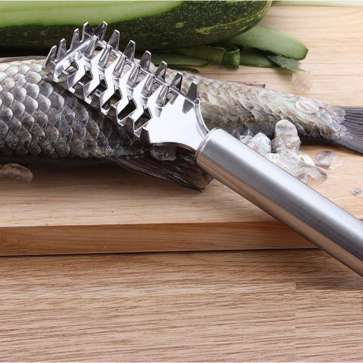 Dụng Cụ Đánh Vảy Cá Inox nguyên khối - Nạo rau củ 2 đầu