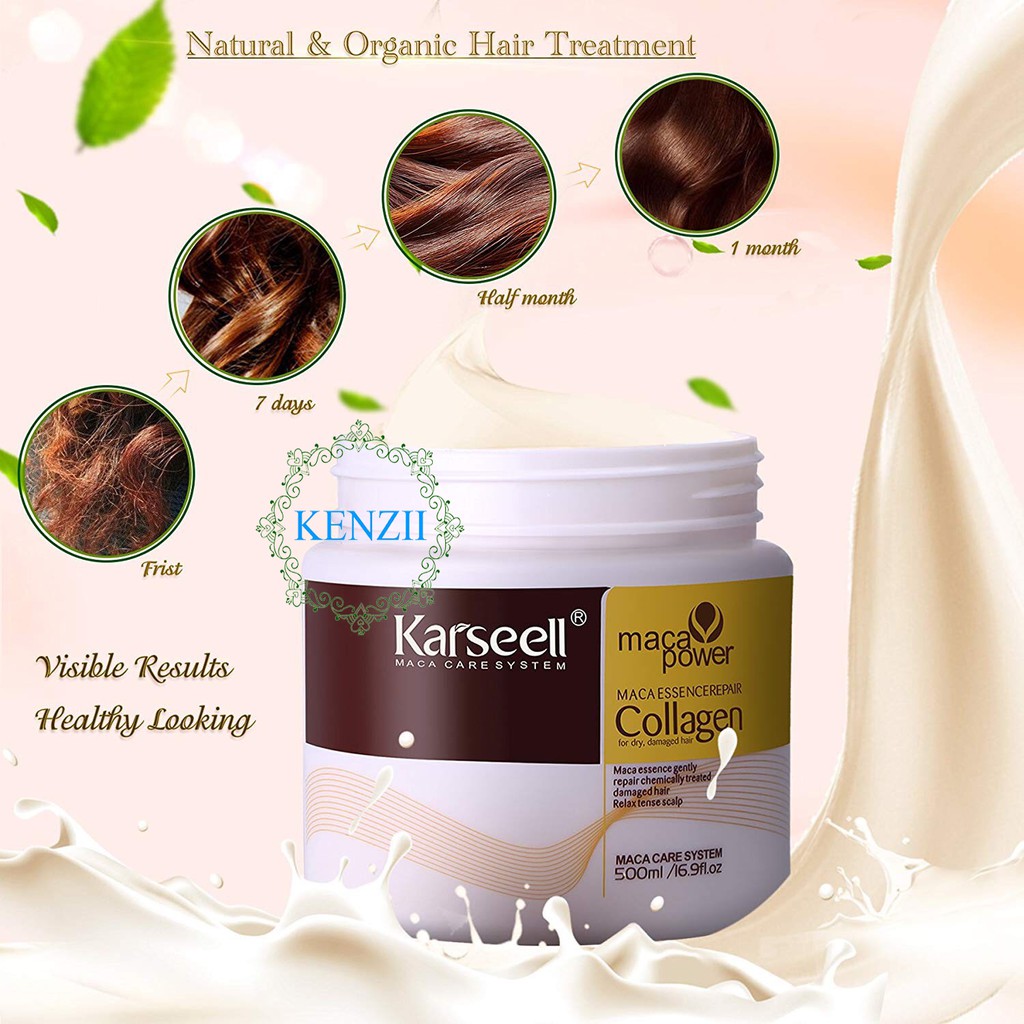 ✅[Rẻ Vô Địch] Kem Hấp - Ủ - Xả Dưỡng ẩm Phục Hồi Tóc Khô Xơ Hư Tổn Collagen Karseell Maca 500 ML - KENZII HAIR