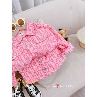 Set bò jean hồng cho bé gái