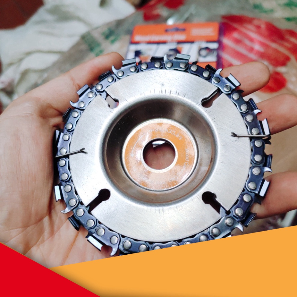 Đĩa cưa xích 22 răng, lưỡi cưa xích cắt gỗ, phay phá gỗ đa năng gắn máy mài 4 inch bảo hành 12 tháng