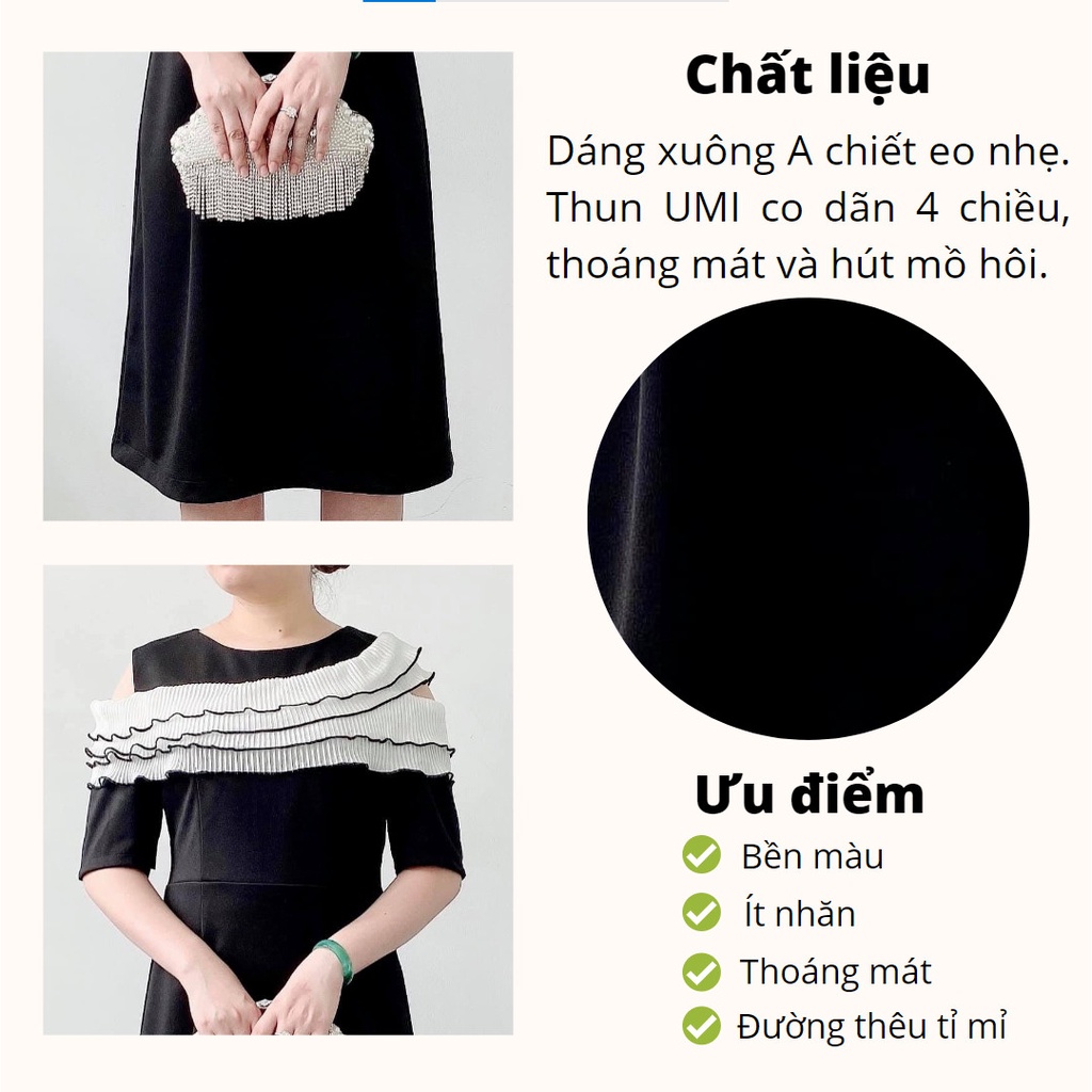 Đầm Bigsize Thiết Kế MIUCO, Kiểu Dáng Rớt Vai Phối Dập Ly, Trẻ Trung Đơn Giản ,Đầm Tặng Mẹ, Đầm Tặng Bà [Miu010]