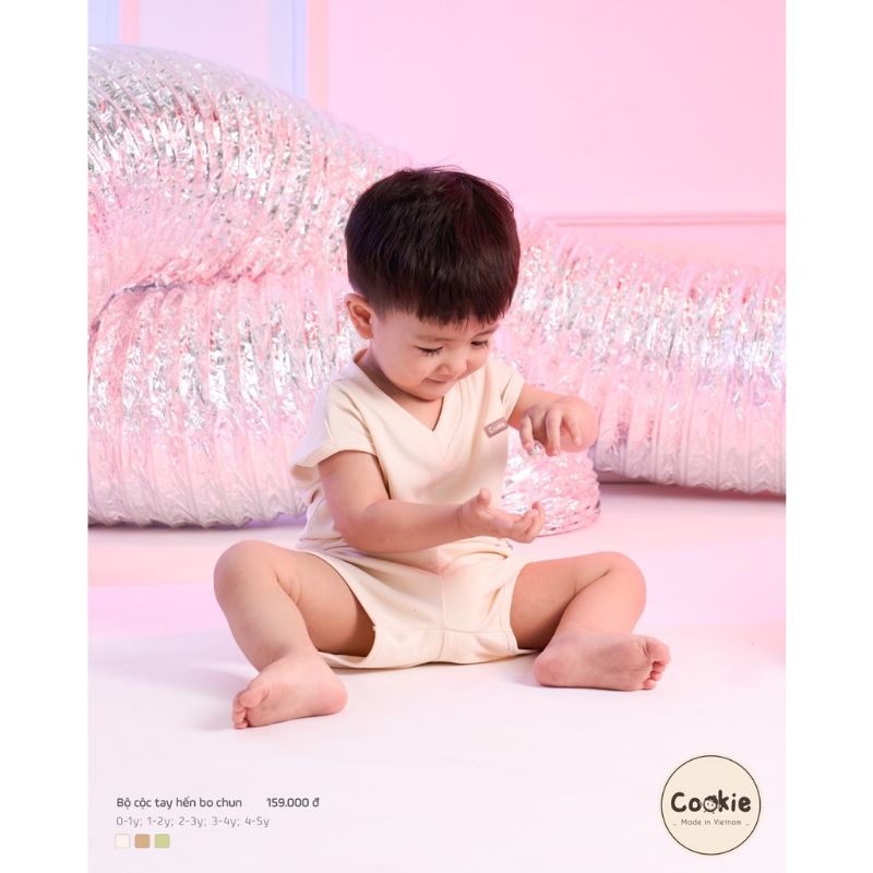 COOKIE - Bộ cộc tay hến bo chun cho bé từ 1y đến 5y