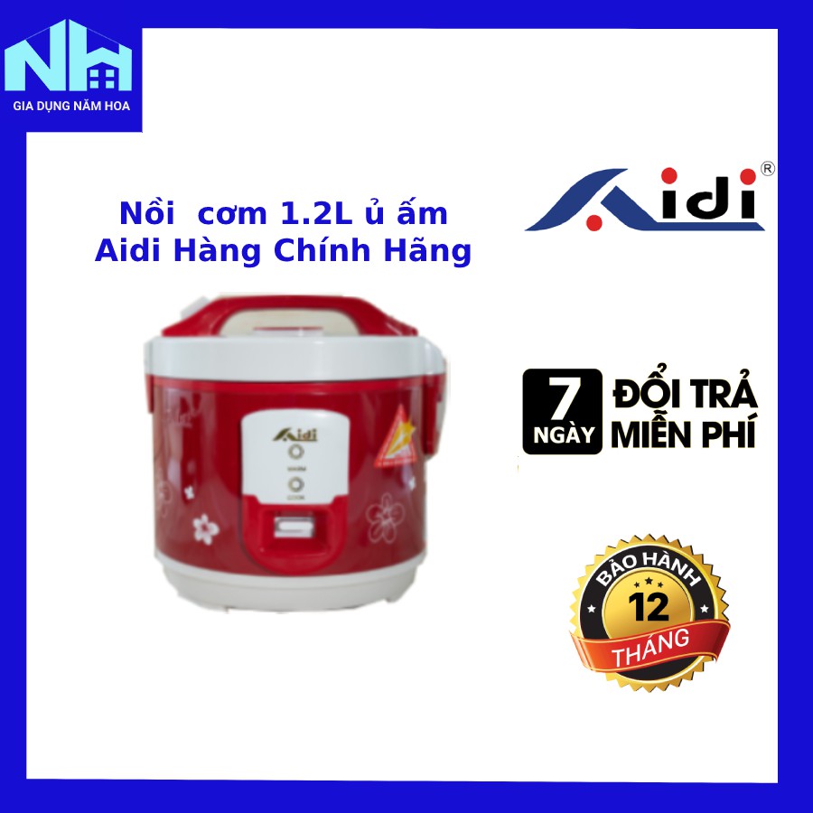 Nồi cơm điện 1.2L-1.8L ruột dày giúp ủ cơm nóng lâu hơn Aidi AD-12S1 (AD-18S1) Hàng Chính Hãng