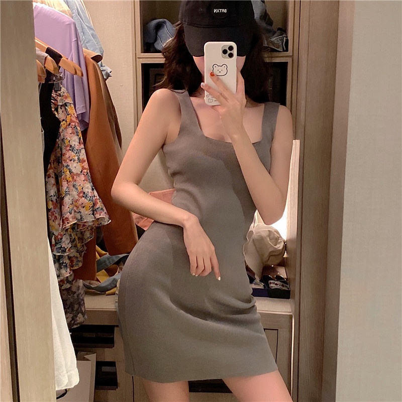 Đầm Hai Dây Dáng Ôm Phong Cách Hàn Quốc Quyến Rũ Dành Cho Nữ