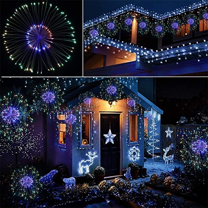 Đèn LED Pháo hoa Firework bộ 5 chùm 500 bóng Dây Đèn LED Trang trí Đèn Thả Pháo hoa DECOR Nhà cửa dịp Lễ Tết