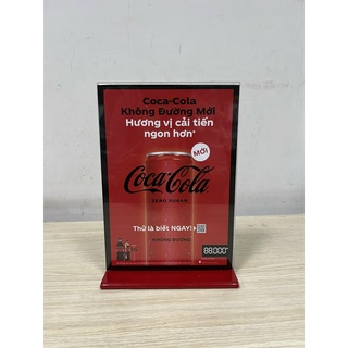 Khung menu mica khổ giấy A4, A5, A6 chân đế đỏ - hàng tốt