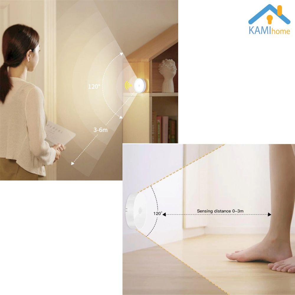 Đèn ngủ cảm ứng chuyển động và bóng tối hình Tròn pin sạc tích điện KM 26019