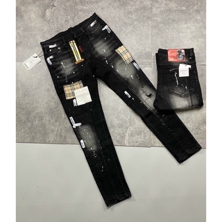  Quần bò nan ống côn Dsquared2 BBR khoá lêch vàng vá trắng vàng mới hot trend 2022 - Jean biker new 