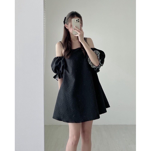 VÁY ĐẦM XỐP GẤM TRỄ VAI TAY BỒNG CÚC THÁO RỜI 2 KIỂU TIỂU THƯ LOẠI 1 SIÊU XINH
