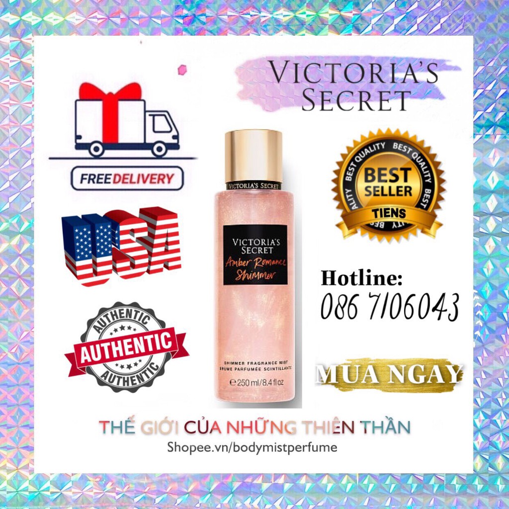 𝗕𝗢𝗗𝗬𝗠𝗜𝗦𝗧⚜️Mẫu Thử Xịt Thơm Body Victoria’s Secret Amber Romance Shimmer New 2019 250ml | BigBuy360 - bigbuy360.vn