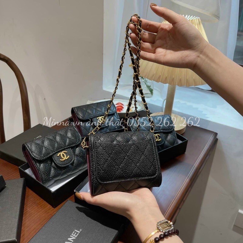 Túi xách mini size 12cm dây xích đeo chéo có nhiều ngăn cực hot.