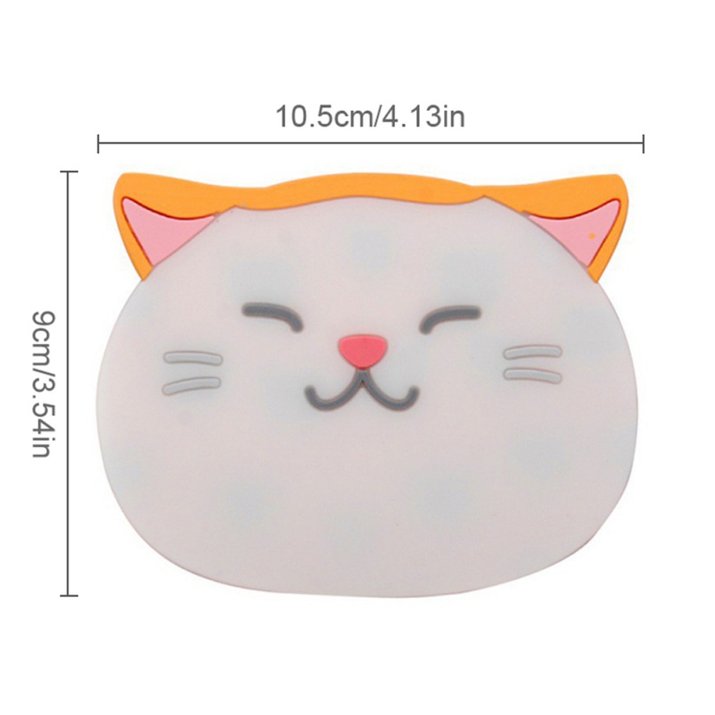 Miếng lót li chống trơn, cách nhiệt chất liệu silicone với họa tiết mặt mèo