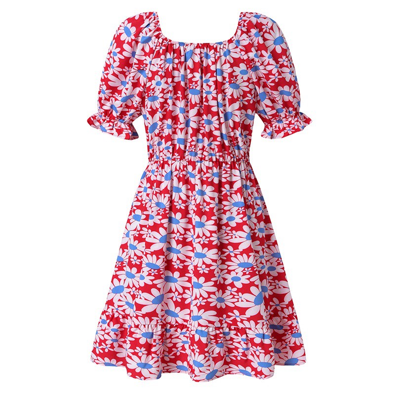 Đầm midi ZANZEA tay ngắn eo thun cổ tròn cho nữ