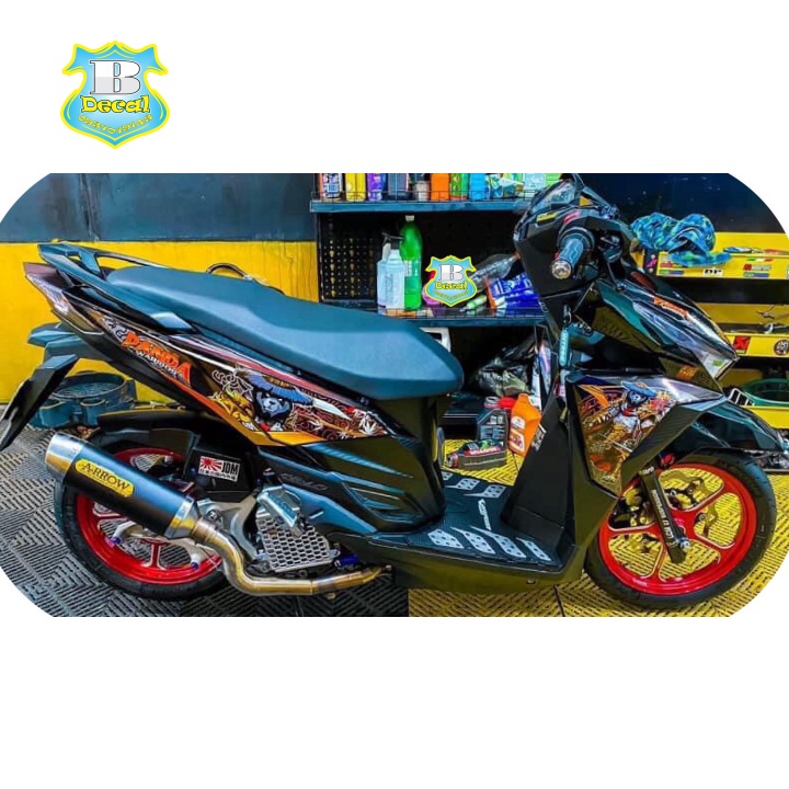 ( Quí khách vui lòng mang ra tiệm cho thợ dán ) Tem vario 2017 gấu trúc panda đen