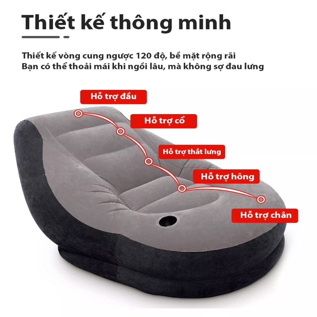 Ghế Đệm Hơi Tựa Lưng Cao Cấp, Thiết Kế Sang Trọng, Bền Bỉ, Không Thấm Nước, Chất Liệu PVC Bọc Nhung Mềm Mại, Không Phai