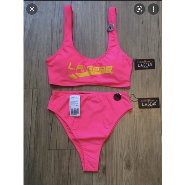 Set Bikini 2 mảnh L.A Gear Rayon F21 Hồng In Chữ Lagear sz L (53-56kg)