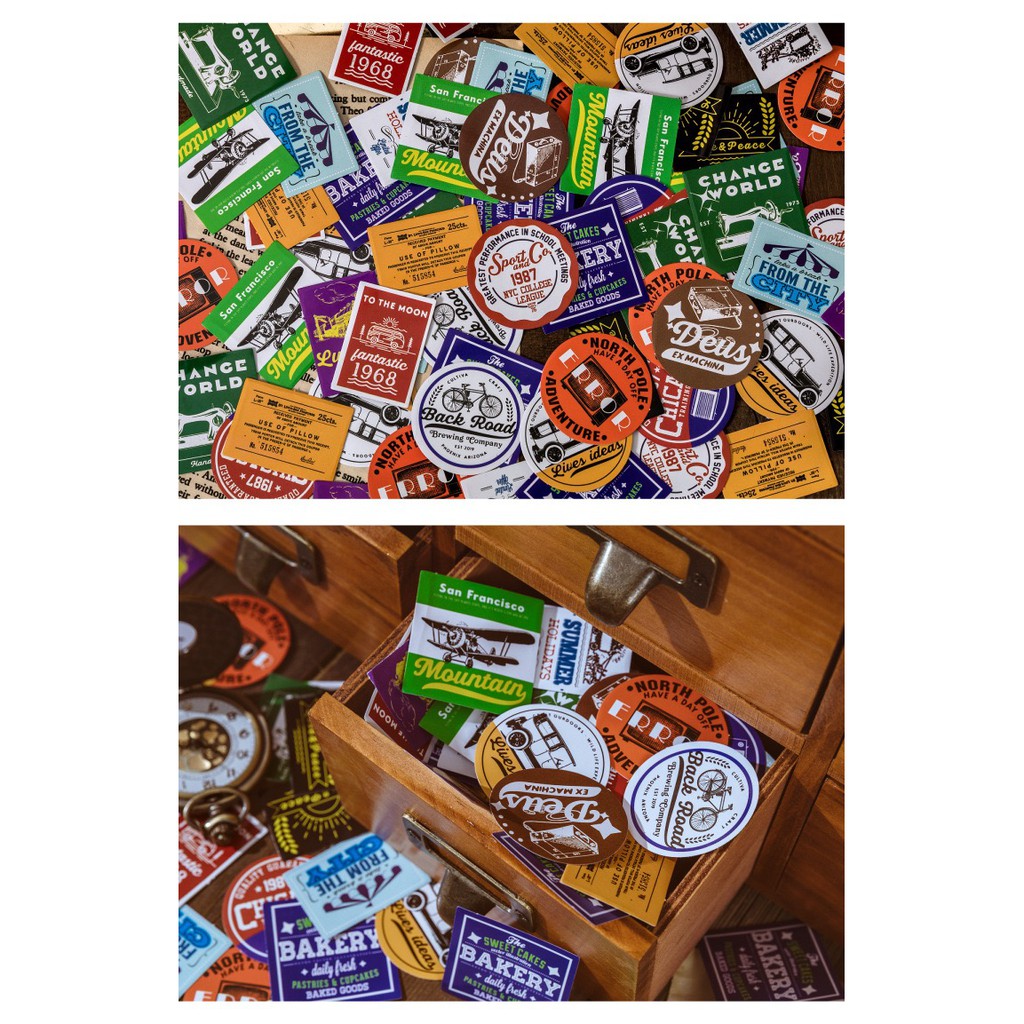 Bộ sticker/ Hình dán Hình Logo Tiếng Anh (45 Hình)