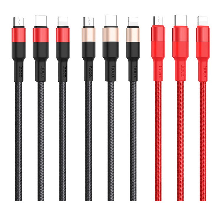 Cáp Sạc Nhanh chống gập⚡FREESHIP50K⚡Hoco X26 3 đầu -Micro-Type C cho ip/Samsung/Oppo/..